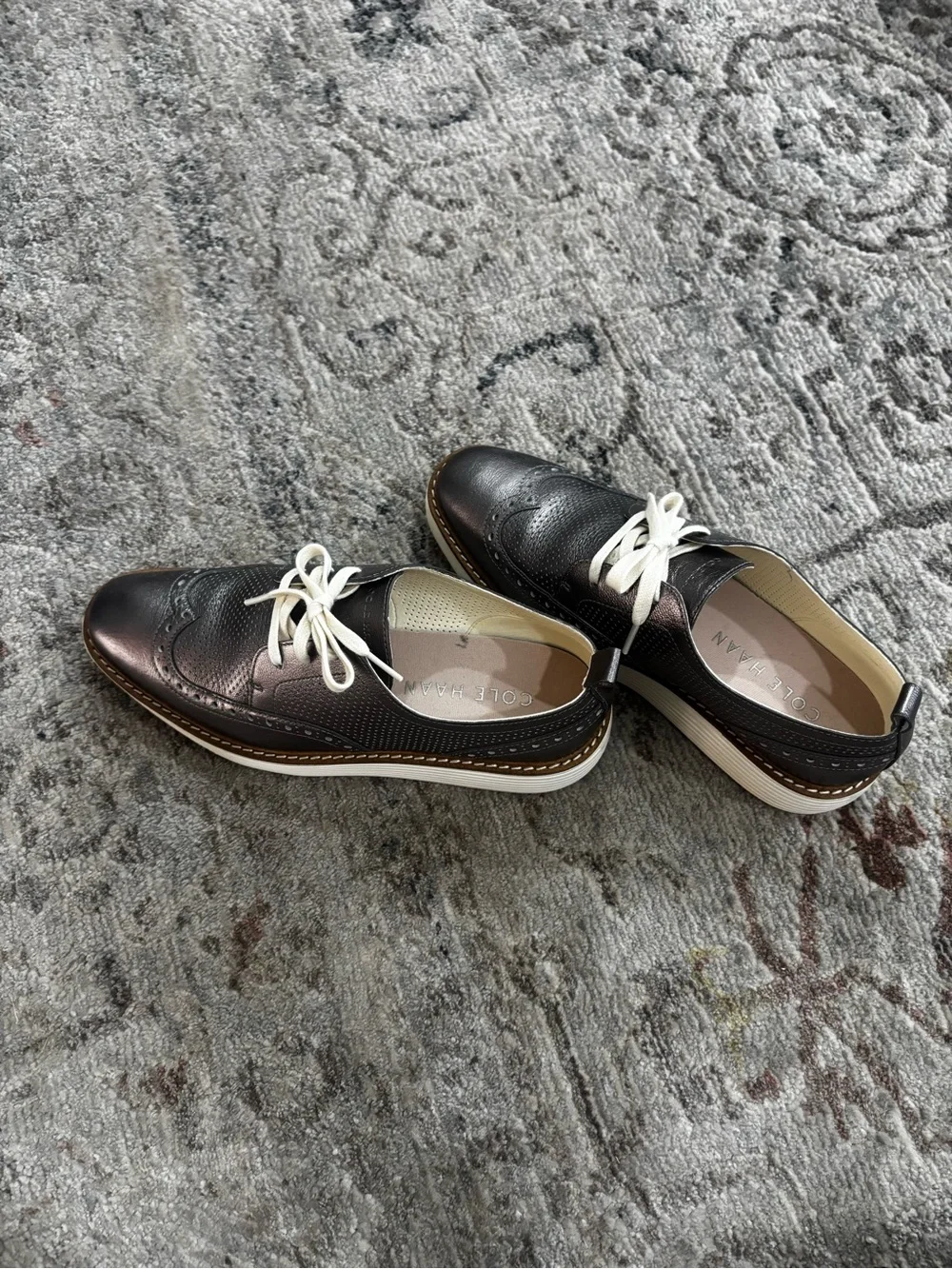 Cole Haan Men’s Dark Brown Perforated Wingtip Lace-Up Shoes